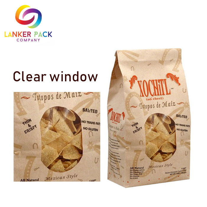 Emballage alimentaire réutilisable de sac de papier kraft personnalisé