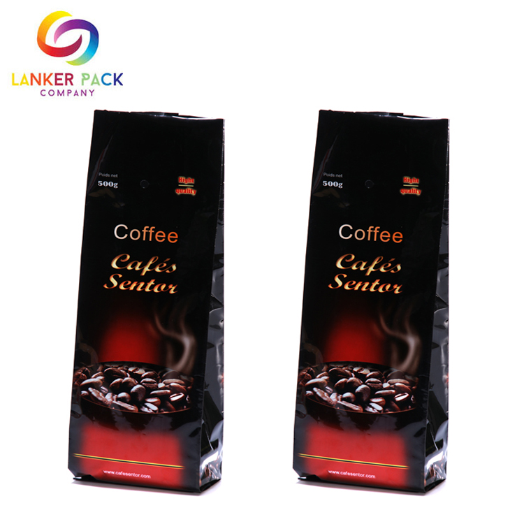 Sacs d'emballage de grain de café réutilisables personnalisés à quatre joints